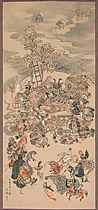 Ōtsu-e Nirvana of the Buddha (Ōtsu-e Butsu Nehanzu) by Hakuen (Japanese, active 1850–1870)