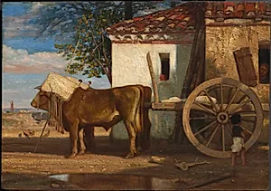 Oxen before a Farmhouse at Le Verrier by Alexandre-Gabriel Decamps (French, 1803–1860)