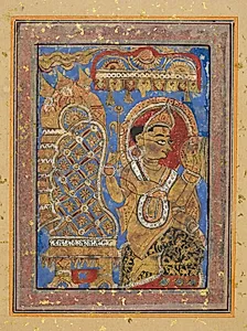 Painting from a Kalpa-sutra: Indra Praises the Embryo of Mahavira in the Womb of the Brahman Woman Devananda by Unknown Artist