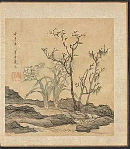Paintings after Ancient Masters: Narcissus and Bare Trees by Chen Hongshou (Chinese, 1598/99–1652)
