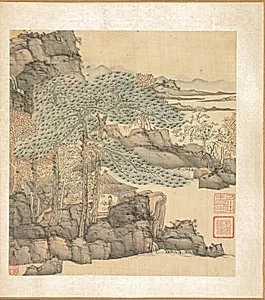 Paintings after Ancient Masters: Scholar Reading in a Thatched Hut by a Waterfall