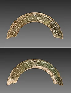 Pair of Arc-shaped Pendants with Animal Mask and Interlaced Animal Bands (Huang) by Unknown Artist