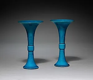 Pair of Beaker Vases in Form of Archaic Gu by Unknown Artist