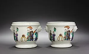 Pair of Bottle Coolers (Seaux à rafraîchir) by Saint Cloud Porcelain Factory (French)