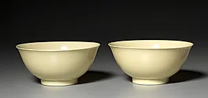 Pair of Bowls with Yellow Glaze by Unknown Artist
