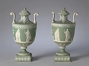 Pair of Covered Urns by Wedgwood Factory (British)