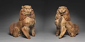 Pair of Guardian Animals: Karashishi and Komainu by Unknown Artist