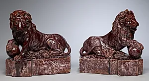 Pair of Lions by Unknown Artist