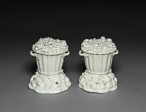 Pair of Potpourri Vases with Covers by Saint Cloud Porcelain Factory (French)