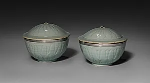 Pair of Qingbai Ware Bowls with Covers by Unknown Artist