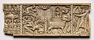 Panel from a Casket with Scenes from Courtly Romances by Unknown Artist