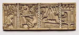 Panel from a Casket with Scenes from Courtly Romances by Unknown Artist