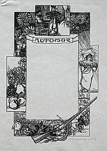 Paris Almanac, 1897:  Decorative Border, Autumn by Auguste Louis Lepère (French, 1849–1918)