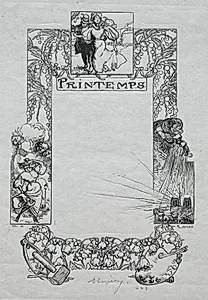 Paris Almanac, 1897:  Decorative Border, Spring by Auguste Louis Lepère (French, 1849–1918)
