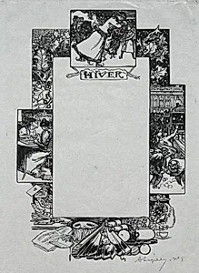 Paris Almanac, 1897:  Decorative Border, Winter by Auguste Louis Lepère (French, 1849–1918)