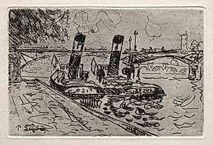 Paris, Le Pont des Arts avec Remorqeurs by Paul Signac (French, 1863–1935)