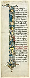 Partial Leaf from a Latin Bible: Initial I[n principio] with the Marriage at Cana by Unknown Artist