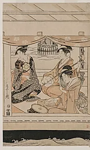 Party on the Pleasure Boat Kawaichimaru by Chōbunsai Eishi (Japanese, 1756–1829)