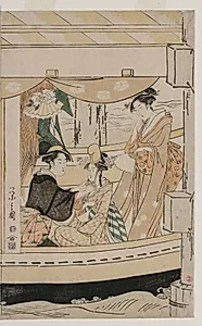 Party on the Pleasure Boat Kawaichimaru by Chōbunsai Eishi (Japanese, 1756–1829)