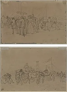 Passengers for Rhine Steamer (recto) Passengers for Rhine Steamer (verso)  by Heinrich von Mayr (German, 1806–1871)