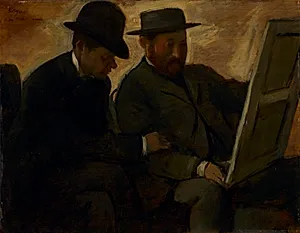 Paul Lafond and Alphonse Cherfils Examining a Painting by Edgar Degas (French, 1834–1917)