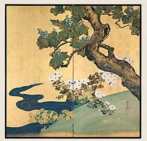 Paulownias and Chrysanthemums by Sakai Hōitsu (Japanese, 1761–1828)