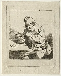 Peasant Lighting his Pipe by Cornelis Pietersz Bega (Dutch, 1631/32–1664)