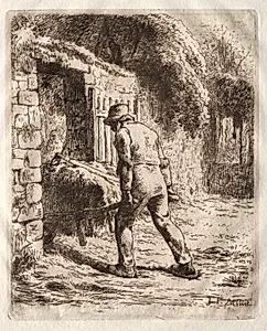 Peasant with a Wheelbarrow by Jean-François Millet (French, 1814–1875)