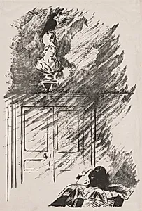 Perched upon a Bust of Pallas by Edouard Manet (French, 1832–1883)