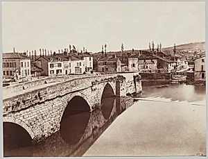 Périgueux. The Tournepiche Bridge, upstream side by Édouard Baldus (French, 1813–1889)