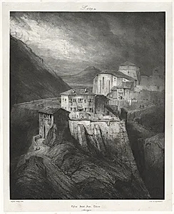 Picturesque and Romantic Journeys in Old France: Auvergne (vol. II): St. John Church, Thiers, Plate 129  by Eugène Isabey (French, 1803–1886)