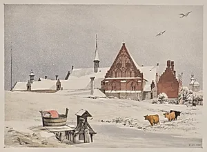 Picturesque Architecture in Paris, Ghent, Antwerp, Rouen:  Byloke, Ghent, Belgium by Thomas Shotter Boys (British, 1803–1874)