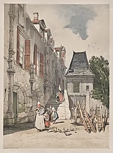 Picturesque Architecture in Paris, Ghent, Antwerp, Rouen:  L'Abbaye St. Amand, Rouen, France by Thomas Shotter Boys (British, 1803–1874)
