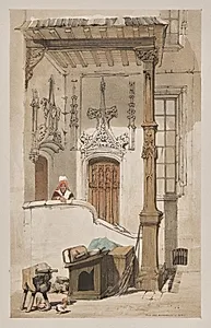 Picturesque Architecture in Paris, Ghent, Antwerp, Rouen:  Rue des Marmousets, Paris by Thomas Shotter Boys (British, 1803–1874)