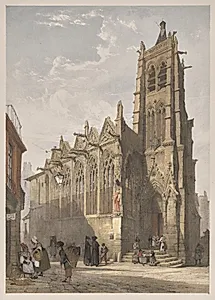 Picturesque Architecture in Paris, Ghent, Antwerp, Rouen:  St. Severin, Paris by Thomas Shotter Boys (British, 1803–1874)