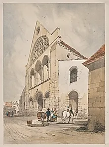 Picturesque Architecture in Paris, Ghent, Antwerp, Rouen:  St. Andre, Chartres, France by Thomas Shotter Boys (British, 1803–1874)