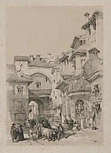 Picturesque Sketches in Spain: Gate of the Vivarrambla, Granada by Thomas Shotter Boys (British, 1803–1874)