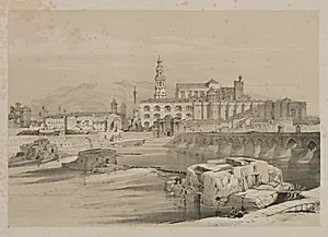 Picturesque Sketches in Spain: Remains of a Roman Bridge on the Guadalquiver, Cordova by Thomas Shotter Boys (British, 1803–1874)