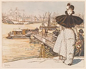 Pier on the Garonne, Bordeaux (Embarcadère sur la Garonne, Bordeaux) by Auguste Louis Lepère (French, 1849–1918)