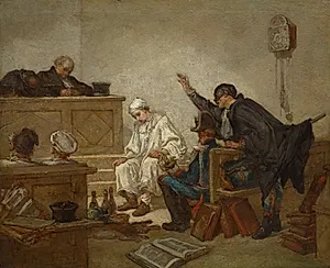 Pierrot in Criminal Court by Thomas Couture (French, 1815–1879)