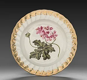 Plate from Dessert Service: Geranium Terabinthinum by Derby (Crown Derby Period) (British)