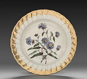 Plate from Dessert Service: Tall Blue Aster by Derby (Crown Derby Period) (British)
