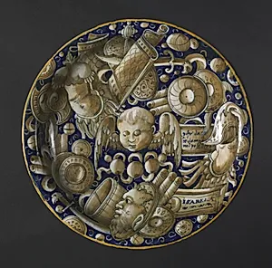 Plate with Putto, Masques, and Trophies by Unknown Artist