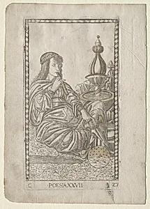 Poetry (from the Tarocchi, series C:  Liberal Arts, #27) by Master of the E-Series Tarocchi (Italian, 15th century)