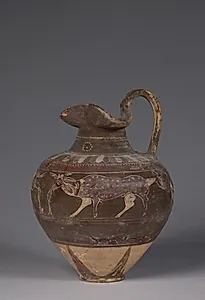 Polychrome Oinochoe (Wine Jug): Deer and Lions (?) by Unknown Artist