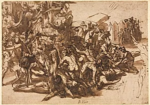 Poros Assailed by the Macedonian Army (recto) by Perino del Vaga (Italian, 1501–1547)