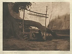 Portfolio I, Plate 34: The Blanket Weaver-Navaho by Edward S. Curtis (American, 1868–1952)