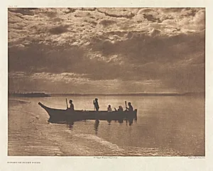 Portfolio IX, Plate 316: Sunset on Puget Sound by Edward S. Curtis (American, 1868–1952)