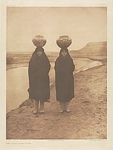 Portfolio XVII, Plate 610: Zuñi Girls at the River by Edward S. Curtis (American, 1868–1952)