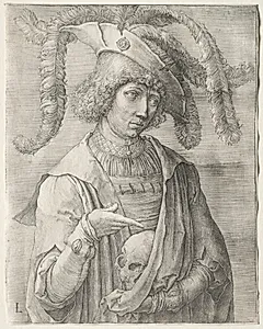 Portrait of a Young Man with a Skull by Lucas van Leyden (Dutch, 1494–1533)